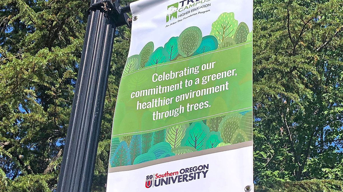 Tree Campus USA Banner Sustainability News at Southern Oregon University