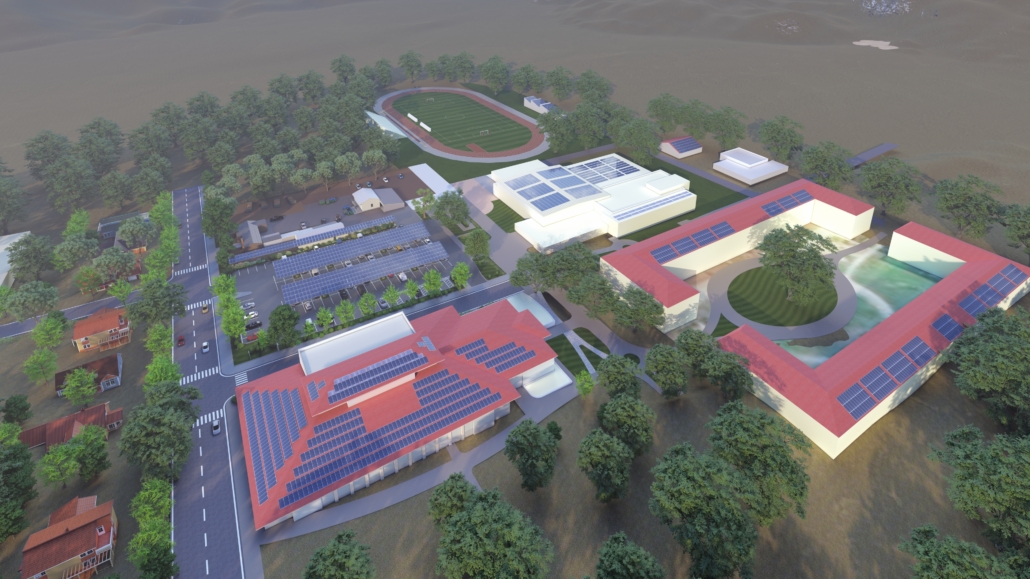 Arial overhead architectural rendering for SOU's future solar projects
