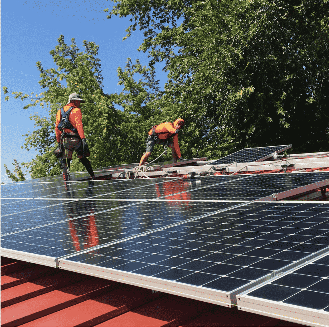 Workers with Solar Panels